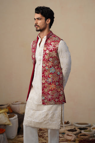 PRABHAT HOT PINK KURTA JACKET SET