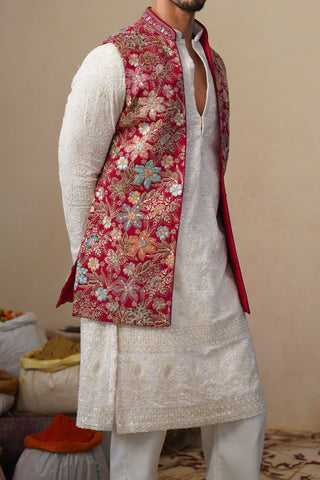 PRABHAT HOT PINK KURTA JACKET SET