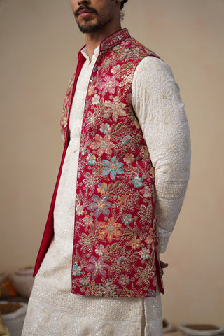 PRABHAT HOT PINK KURTA JACKET SET