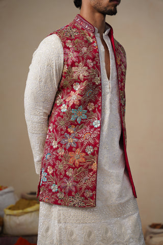 PRABHAT HOT PINK KURTA JACKET SET