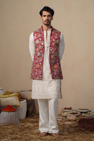 PRABHAT HOT PINK KURTA JACKET SET