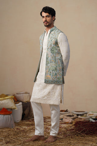 PARIND GREEN KURTA JACKET SET