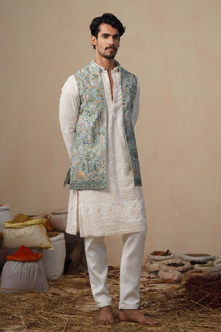 PARIND GREEN KURTA JACKET SET