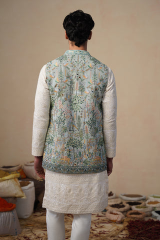 PARIND GREEN KURTA JACKET SET