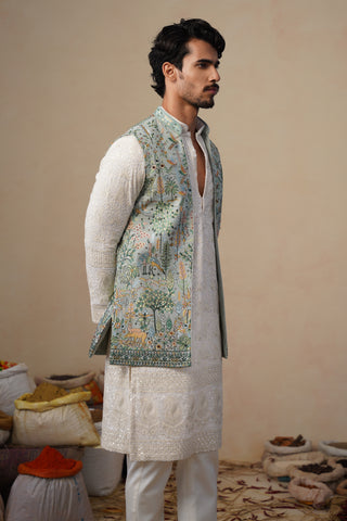 PARIND GREEN KURTA JACKET SET