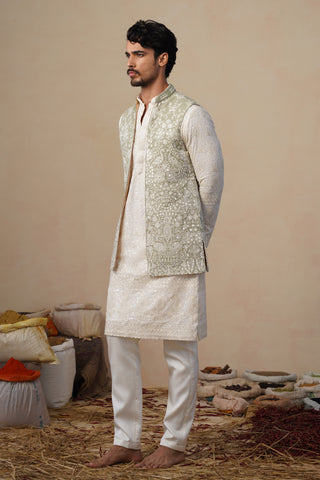 MAYURESH MEHENDI KURTA JACKET SET