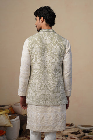 MAYURESH MEHENDI KURTA JACKET SET