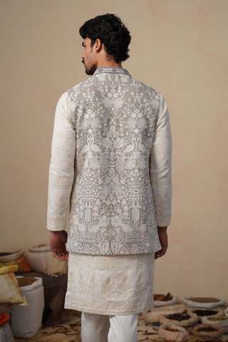 MAYURESH GREY KURTA JACKET SET
