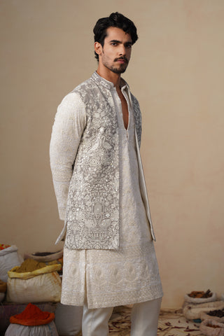 MAYURESH GREY KURTA JACKET SET