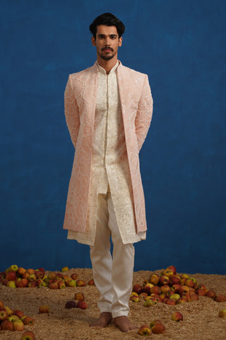 PARTHIV CUTDANA PINK SHERWANI SET
