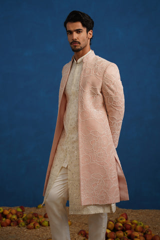 PARTHIV CUTDANA PINK SHERWANI SET