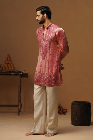 ARYA PINK V NECK SHORT KURTA SET