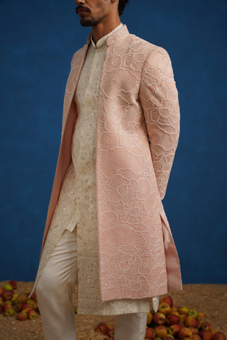 PARTHIV CUTDANA PINK SHERWANI SET