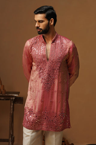 ARYA PINK V NECK SHORT KURTA SET