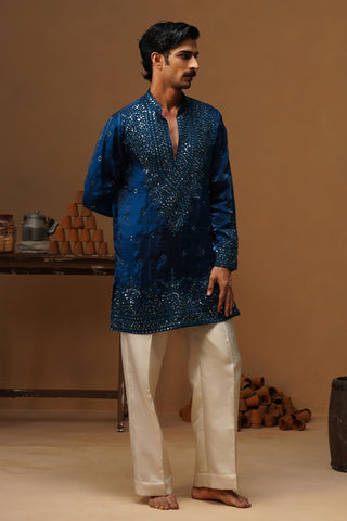 ARYA BLUE V NECK SHORT KURTA SET