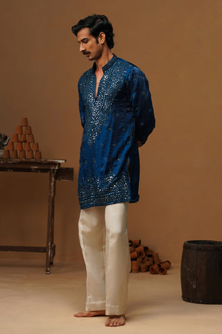 ARYA BLUE V NECK SHORT KURTA SET