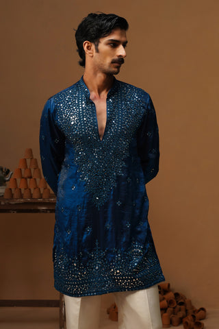 ARYA BLUE V NECK SHORT KURTA SET