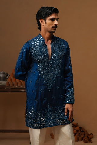 ARYA BLUE V NECK SHORT KURTA SET
