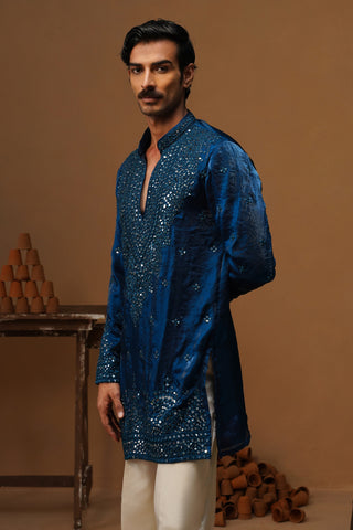 ARYA BLUE V NECK SHORT KURTA SET