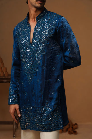 ARYA BLUE V NECK SHORT KURTA SET