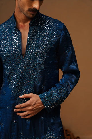 ARYA BLUE V NECK SHORT KURTA SET