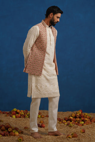 SHABNOOR STONE WORK PINK KURTA JACKET SET