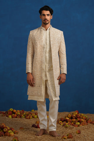 DIVIT CUTDANA BEIGE SHERWANI SET