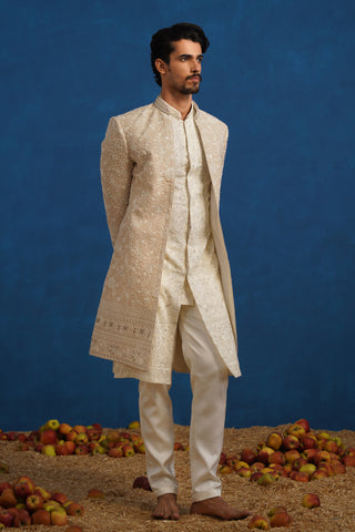 DIVIT CUTDANA BEIGE SHERWANI SET