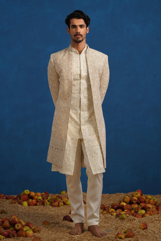 DIVIT CUTDANA BEIGE SHERWANI SET