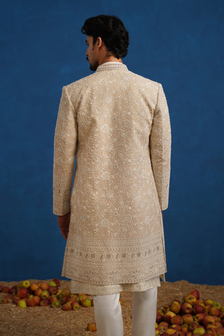 DIVIT CUTDANA BEIGE SHERWANI SET