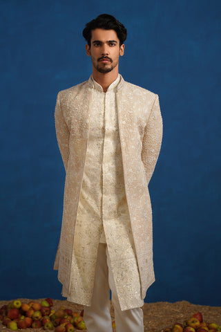 DIVIT CUTDANA BEIGE SHERWANI SET