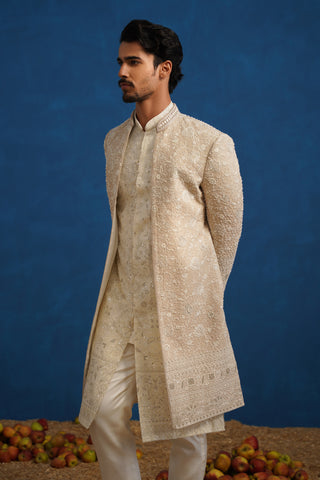 DIVIT CUTDANA BEIGE SHERWANI SET
