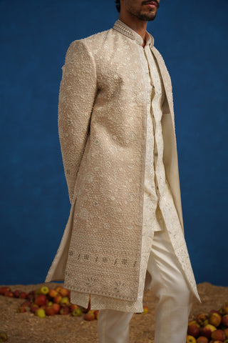 DIVIT CUTDANA BEIGE SHERWANI SET