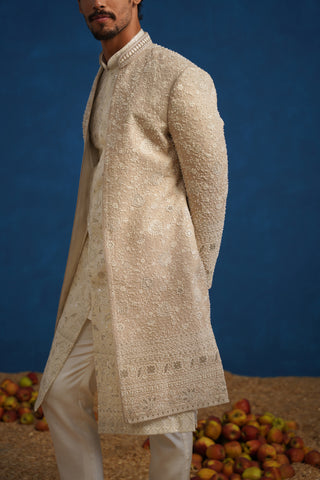 DIVIT CUTDANA BEIGE SHERWANI SET