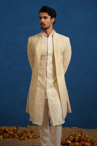 ZORAWAR CUTDANA GOLD SHERWANI SET
