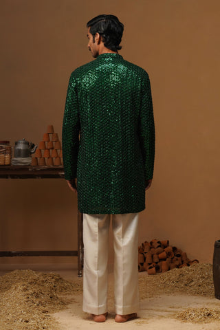 VED BOTTLE GREEN SHORT KURTA SET