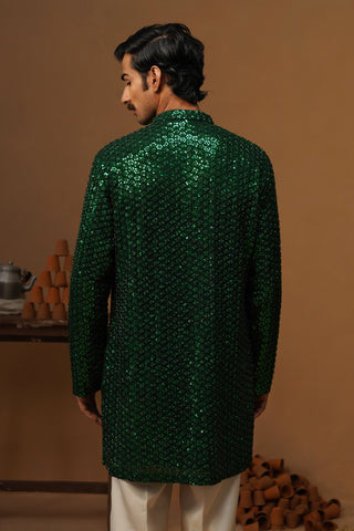 VED BOTTLE GREEN SHORT KURTA SET