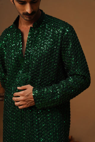 VED BOTTLE GREEN SHORT KURTA SET