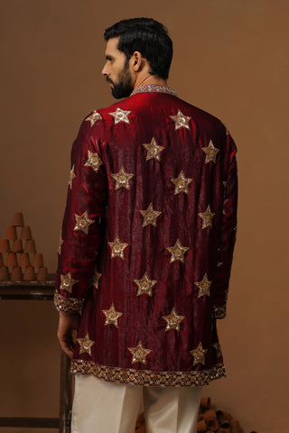 STAR MAROON SHORT KURTA SET