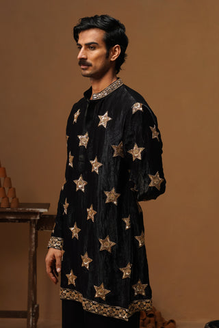 STAR BLACK  SHORT KURTA SET