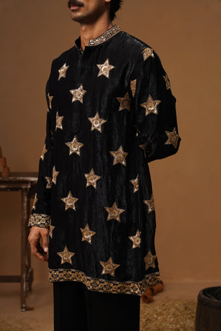 STAR BLACK  SHORT KURTA SET