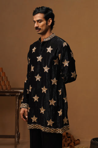 STAR BLACK  SHORT KURTA SET