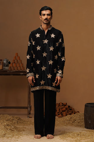 STAR BLACK  SHORT KURTA SET
