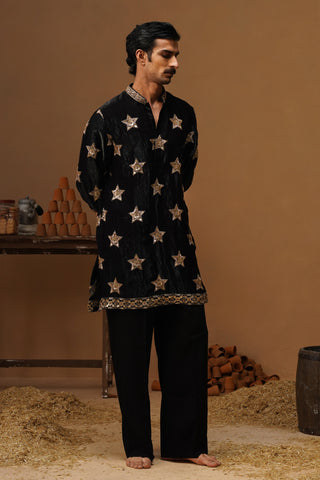STAR BLACK  SHORT KURTA SET