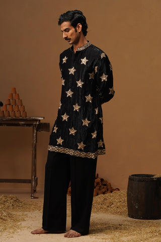 STAR BLACK  SHORT KURTA SET