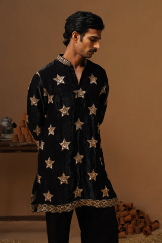 STAR BLACK  SHORT KURTA SET