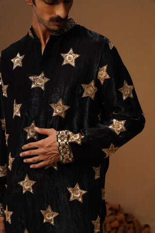 STAR BLACK  SHORT KURTA SET