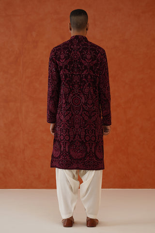 Arjun Wine Kurta Set With Patiyala