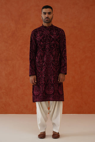 Arjun Wine Kurta Set With Patiyala