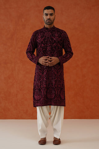 Arjun Wine Kurta Set With Patiyala